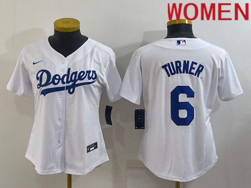 Women Los Angeles Dodgers #6 Turner White Game Nike 2022 MLB Jersey->youth mlb jersey->Youth Jersey